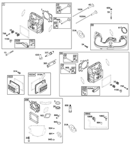 Cylinder Head Group Diagram and Parts List for 40R677-0007-B5 400000 - 699999 Briggs and Stratton Engine